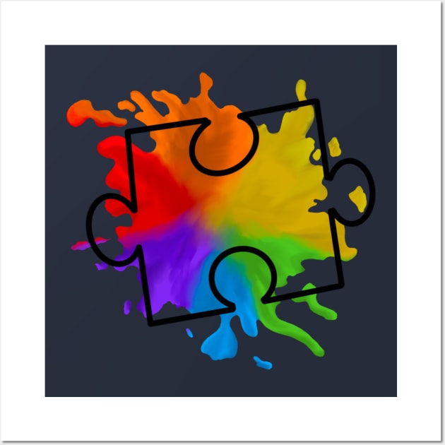 Autism puzzle rainbow Wall Art by Kurakookaburra 